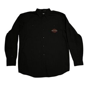 Harley Davidson Mens XL Tall Willie G Skull Cobra Button Down Shirt Black